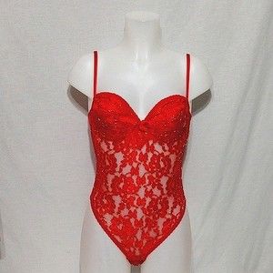 Vintage Victoria’s Secret Gold Label Lace Bodysuit Underwire 36B USA Made